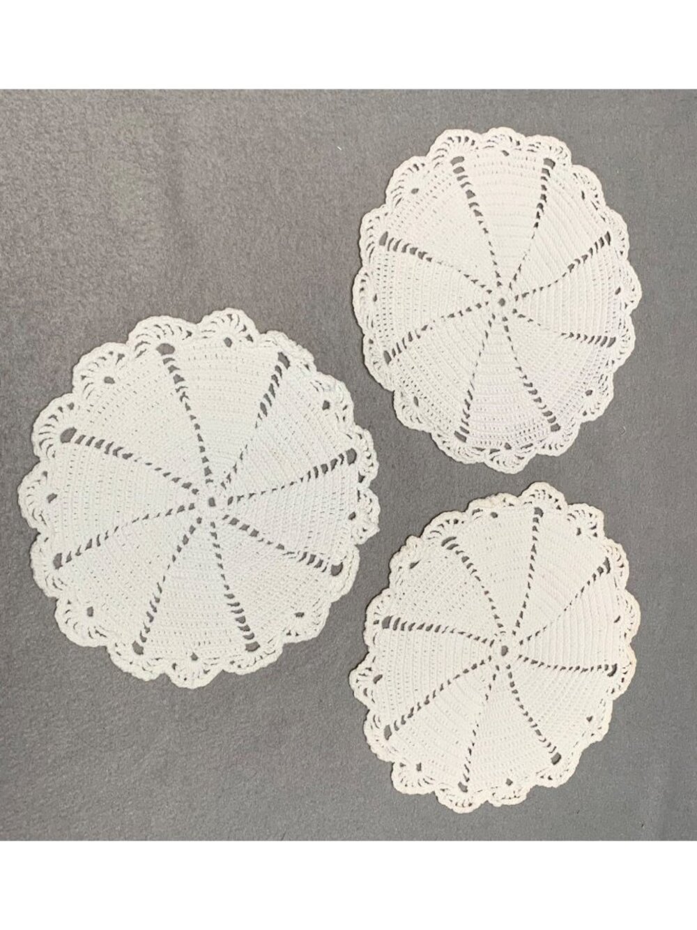 Set of 3 Handmade Vintage Crochet Round Doilies